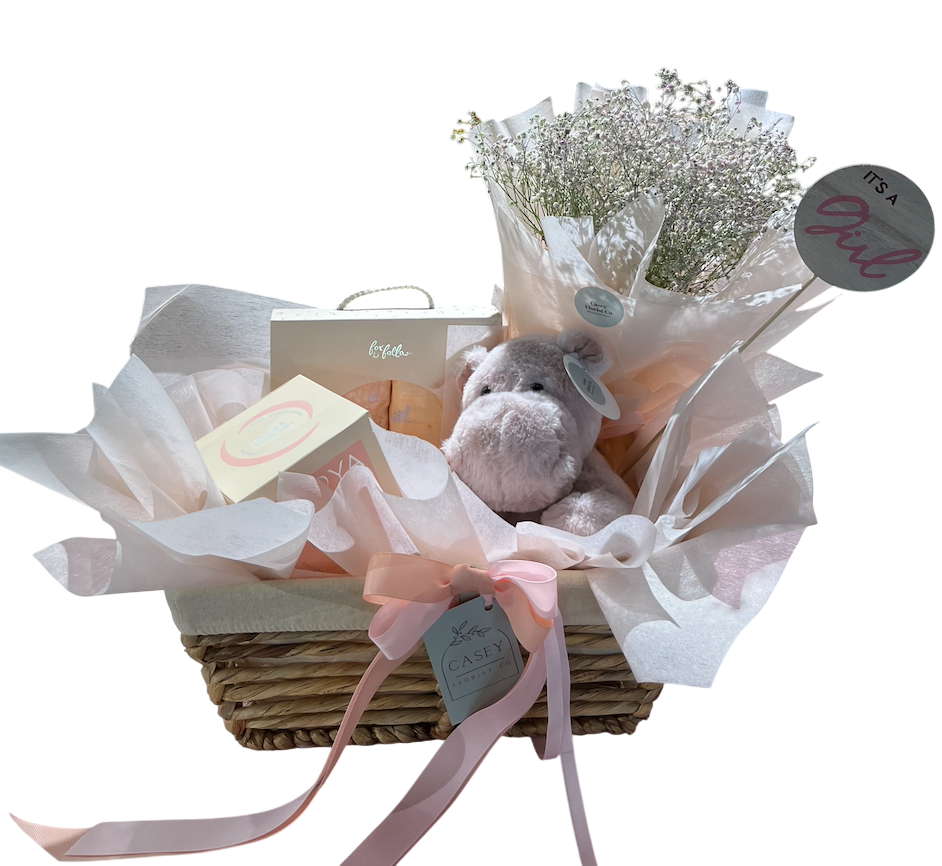 Boy Luxe Baby & Mummy Pamper Basket - With Dried or Fresh Flowers
