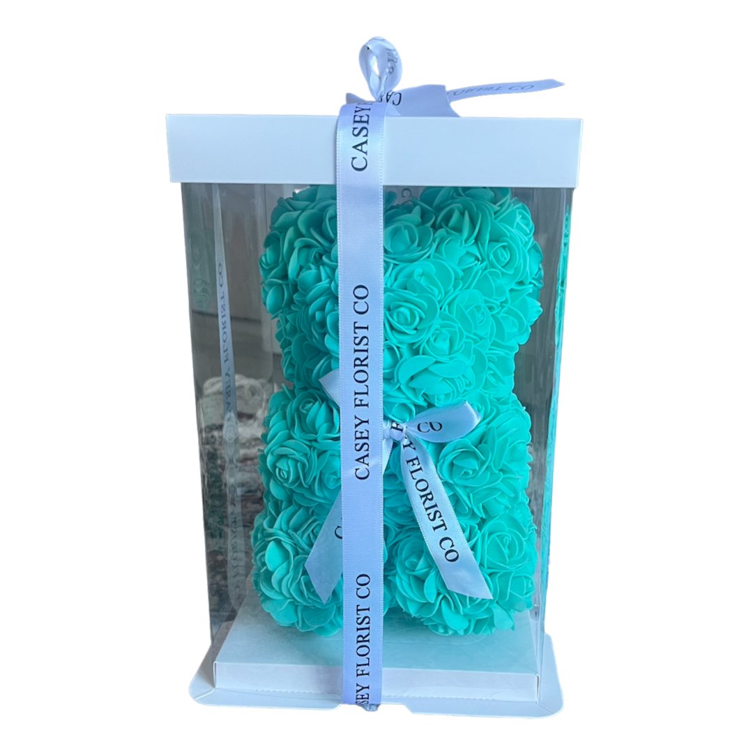 Artificial Rose Bear - Tiffany Blue (2 Sizes) - Casey Florist Co