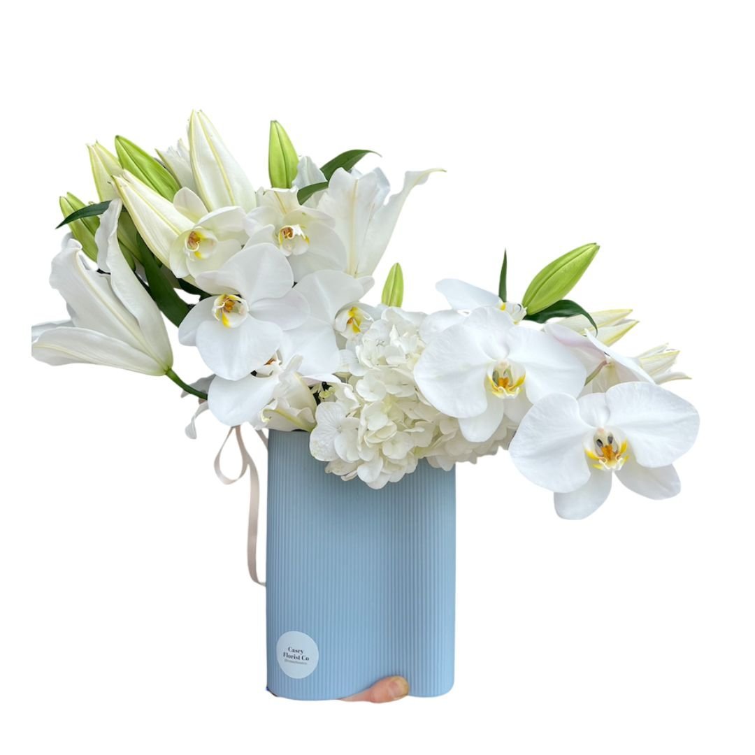 'Infinity' Bespoke Flower Vase Arrangement with Phalaenopsis Orchid - Casey Florist Co