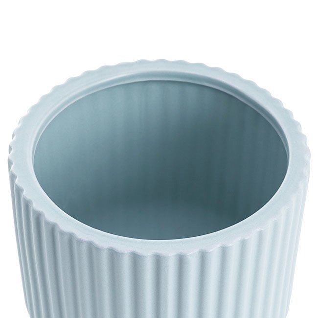 Ribbed Ceramic Round Cyprus Vase - Light Blue - Casey Florist Co