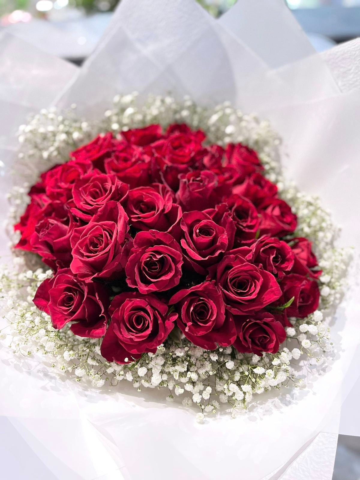 Rose Bouquet with Baby Breath - Casey Florist Co