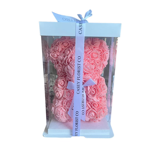 Artificial Rose Bear - Peachy Pink (2 Sizes) - Casey Florist Co