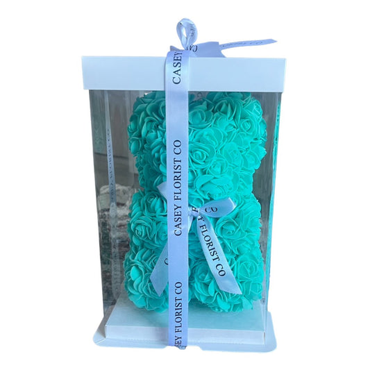 Artificial Rose Bear - Tiffany Blue (2 Sizes) - Casey Florist Co
