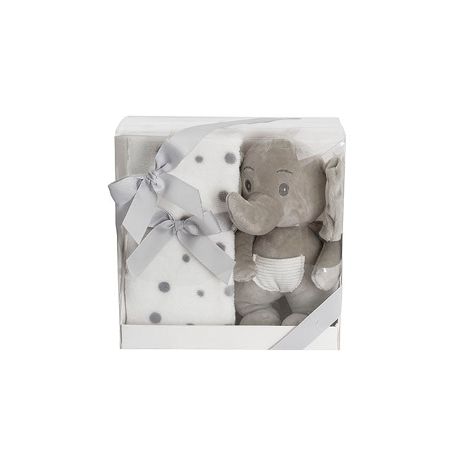 Ellie Elephant Baby Gift Set with Mini Fresh Flower Box - Casey Florist Co