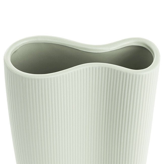 Ribbed Ceramic Infinity Vase - Sage - Casey Florist Co