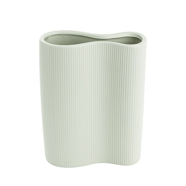 Ribbed Ceramic Infinity Vase - Sage - Casey Florist Co