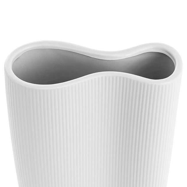 Ribbed Ceramic Infinity Vase - White - Casey Florist Co