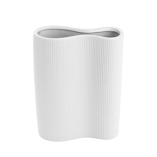 Ribbed Ceramic Infinity Vase - White - Casey Florist Co
