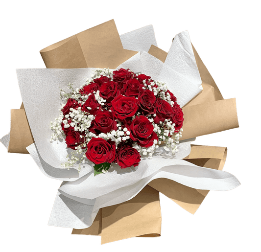 Rose Bouquet with Baby Breath - Casey Florist Co