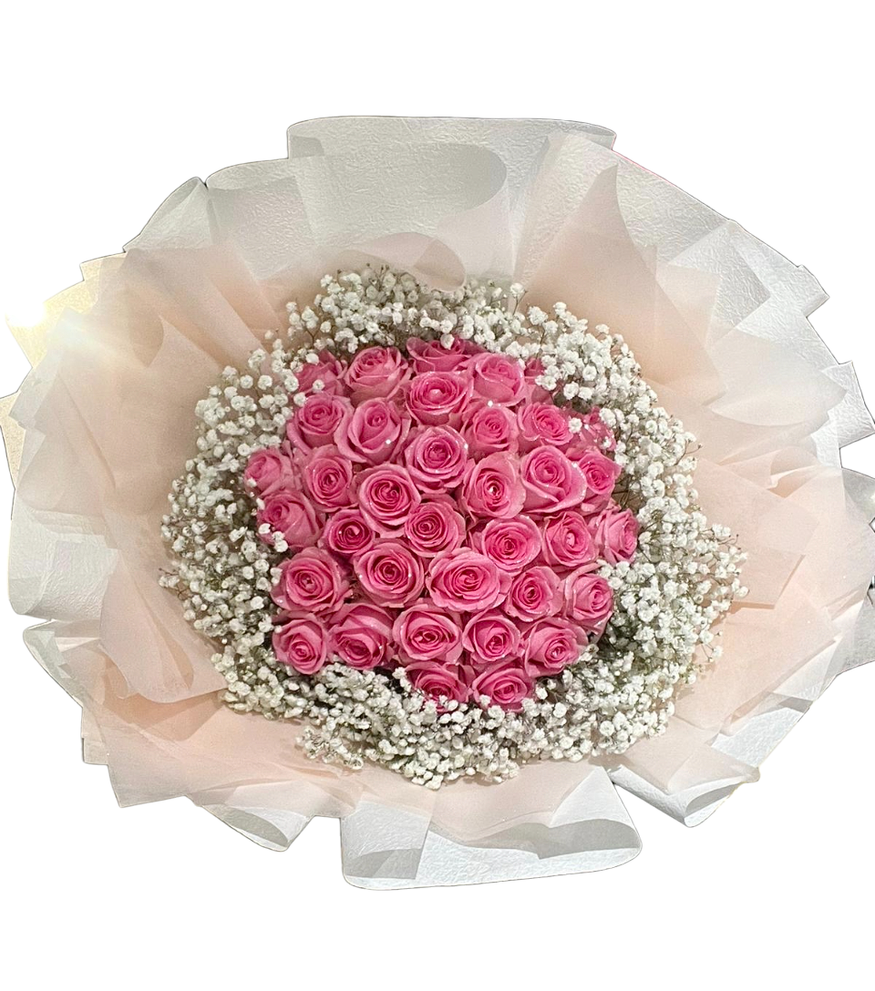 Rose Bouquet with Baby Breath